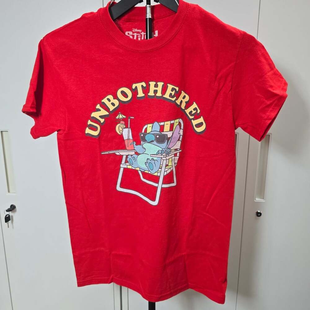 Disney Stitch T-Shirt Size S Unbothered Graphic Red